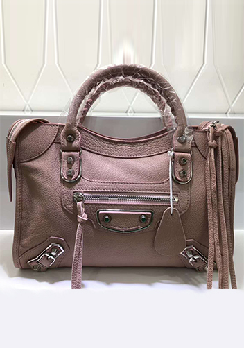The Route 66 Goatskin Leather Medium Bag Pink Silver Hardware