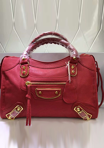 The Route 66 Goatskin Leather Medium Bag Red Gold Hardware