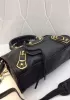 The Route 66 Goatskin Leather Small Bag Black Gold Hardware