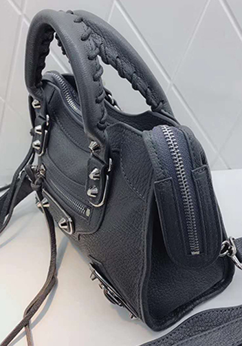 The Route 66 Goatskin Leather Small Bag Blue Silver Hardware