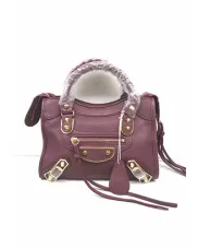 The Route 66 Goatskin Leather Small Bag Burgundy Gold Hardware