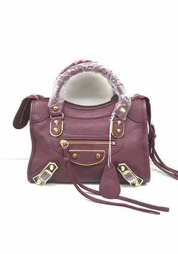 The Route 66 Goatskin Leather Small Bag Burgundy Gold Hardware