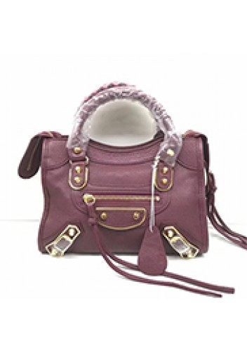 The Route 66 Goatskin Leather Small Bag Burgundy Gold Hardware