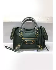 The Route 66 Goatskin Leather Small Bag Green Gold Hardware