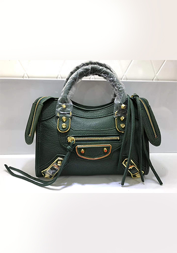 The Route 66 Goatskin Leather Small Bag Green Gold Hardware