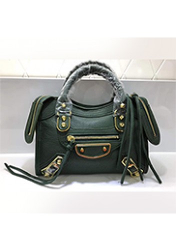 The Route 66 Goatskin Leather Small Bag Green Gold Hardware