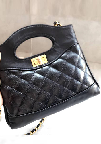 Martina Leather Mini Shopping Bag Black