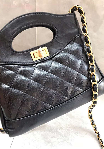 Martina Leather Mini Shopping Bag Black