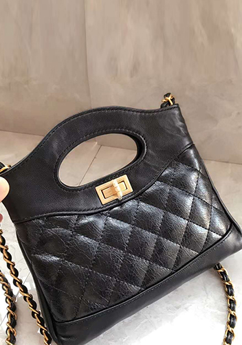 Martina Leather Mini Shopping Bag Black