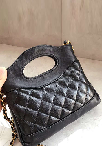 Martina Leather Mini Shopping Bag Black
