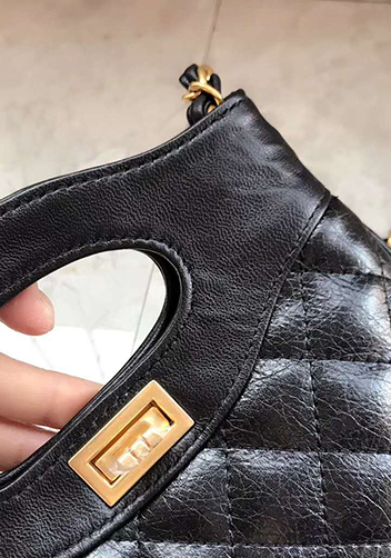 Martina Leather Mini Shopping Bag Black