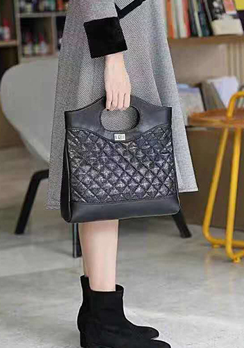 Martina Leather Shopping Bag Black