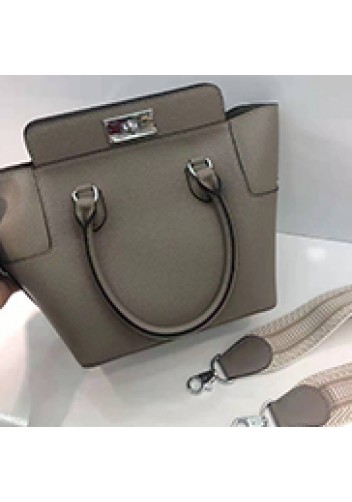 Deborah Leather Shoulder Bag Grey
