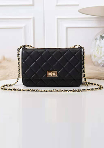 Adeline Lamb Skin Leather Shoulder Bag Black