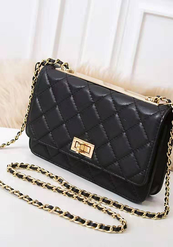 Adeline Lamb Skin Leather Shoulder Bag Black