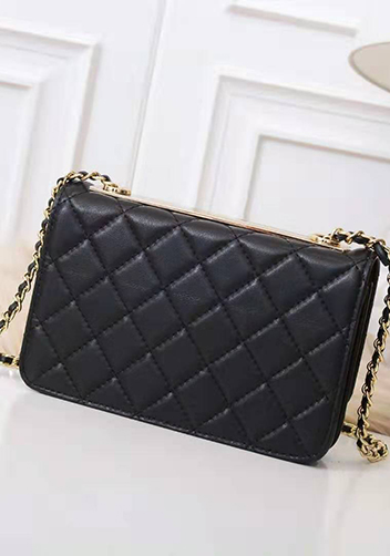 Adeline Lamb Skin Leather Shoulder Bag Black