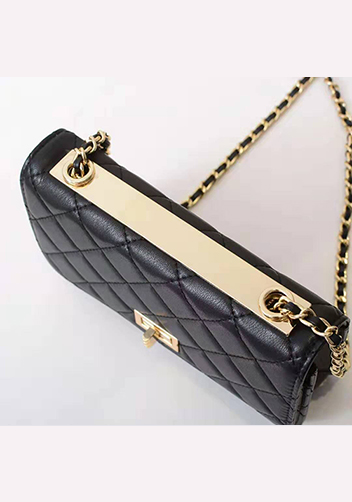 Adeline Lamb Skin Leather Shoulder Bag Black