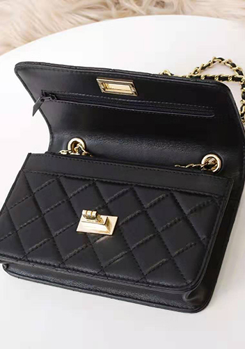 Adeline Lamb Skin Leather Shoulder Bag Black