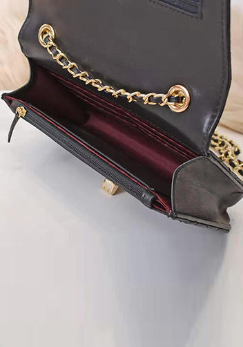 Adeline Lamb Skin Leather Shoulder Bag Black