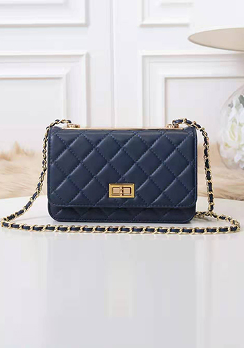 Adeline Lamb Skin Leather Shoulder Bag Blue