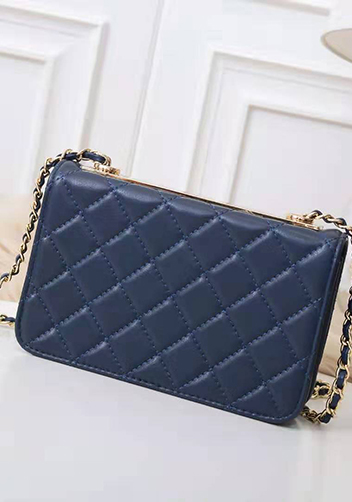 Adeline Lamb Skin Leather Shoulder Bag Blue