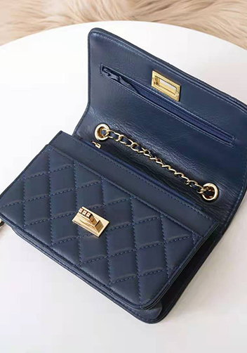 Adeline Lamb Skin Leather Shoulder Bag Blue