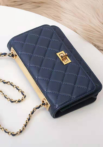 Adeline Lamb Skin Leather Shoulder Bag Blue