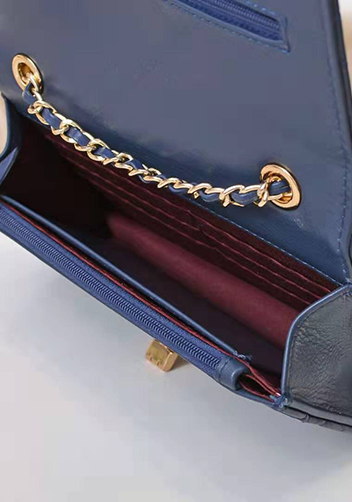 Adeline Lamb Skin Leather Shoulder Bag Blue