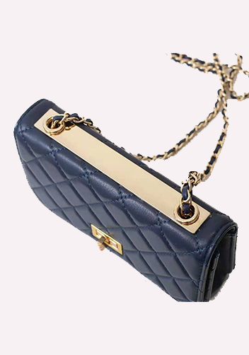 Adeline Lamb Skin Leather Shoulder Bag Blue