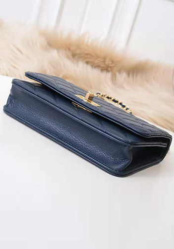 Adeline Lamb Skin Leather Shoulder Bag Blue