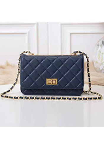 Adeline Lamb Skin Leather Shoulder Bag Blue