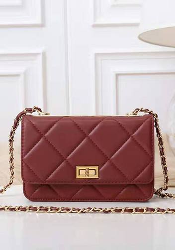 Adeline Lamb Skin Leather Shoulder Bag Burgundy