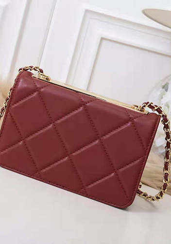 Adeline Lamb Skin Leather Shoulder Bag Burgundy