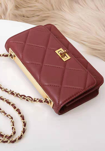 Adeline Lamb Skin Leather Shoulder Bag Burgundy