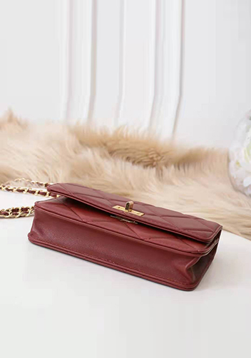 Adeline Lamb Skin Leather Shoulder Bag Burgundy