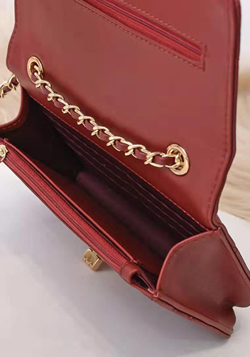 Adeline Lamb Skin Leather Shoulder Bag Burgundy