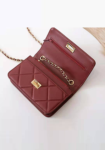 Adeline Lamb Skin Leather Shoulder Bag Burgundy