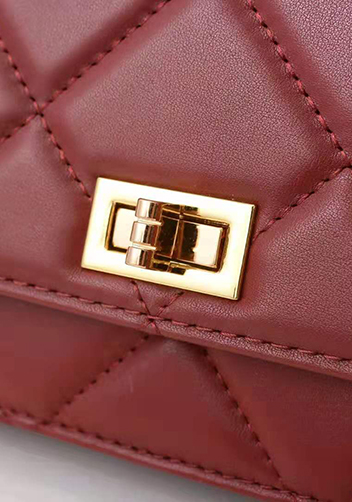 Adeline Lamb Skin Leather Shoulder Bag Burgundy