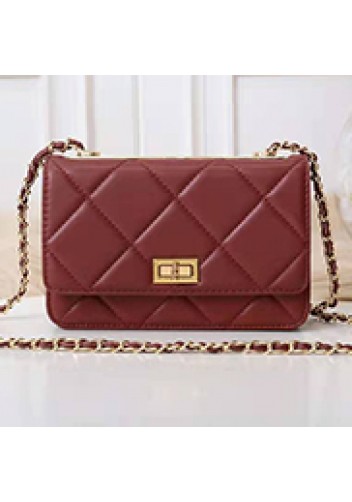 Adeline Lamb Skin Leather Shoulder Bag Burgundy
