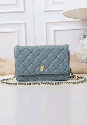 Adeline Lambskin Leather Diamond Shape Shoulder Bag Blue