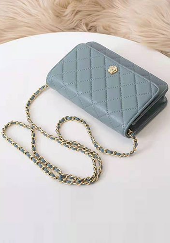 Adeline Lambskin Leather Diamond Shape Shoulder Bag Blue