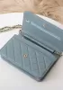 Adeline Lambskin Leather Diamond Shape Shoulder Bag Blue