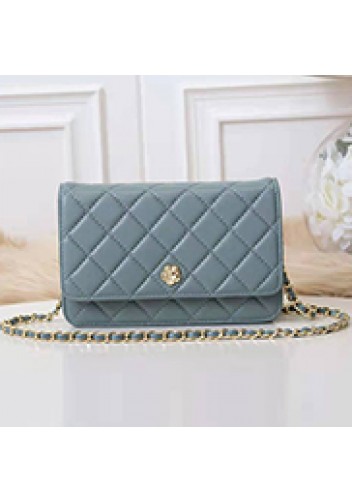 Adeline Lambskin Leather Diamond Shape Shoulder Bag Blue