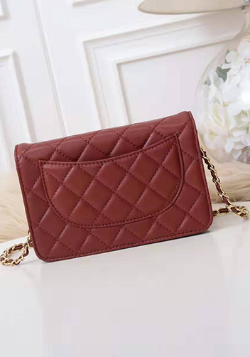 Adeline Lambskin Leather Diamond Shape Shoulder Bag Burgundy