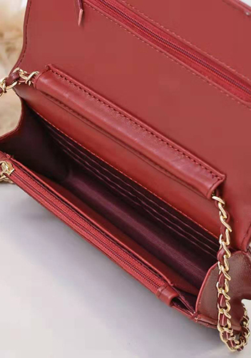 Adeline Lambskin Leather Diamond Shape Shoulder Bag Burgundy
