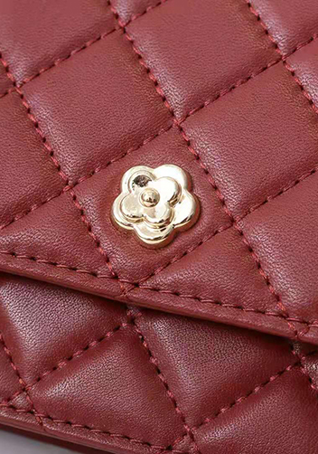 Adeline Lambskin Leather Diamond Shape Shoulder Bag Burgundy
