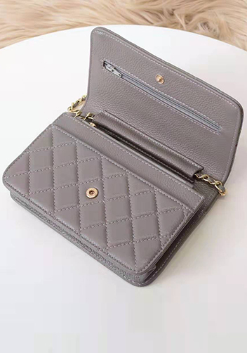 Adeline Lambskin Leather Diamond Shape Shoulder Bag Grey