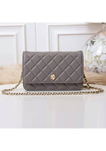 Adeline Lambskin Leather Diamond Shape Shoulder Bag Grey