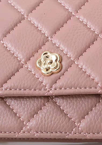 Adeline Lambskin Leather Diamond Shape Shoulder Bag Pink