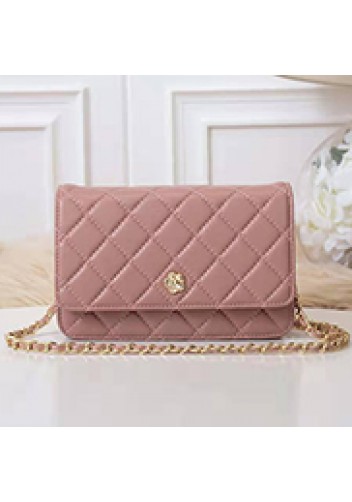 Adeline Lambskin Leather Diamond Shape Shoulder Bag Pink